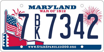 MD license plate 7BK7342