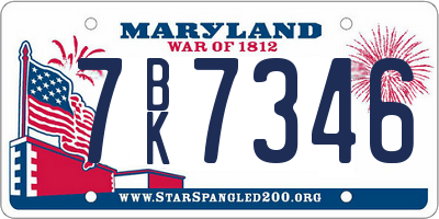 MD license plate 7BK7346