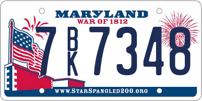 MD license plate 7BK7348