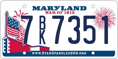 MD license plate 7BK7351