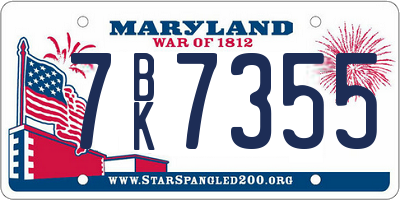 MD license plate 7BK7355