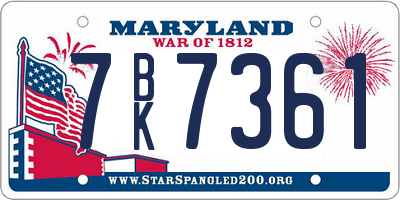 MD license plate 7BK7361