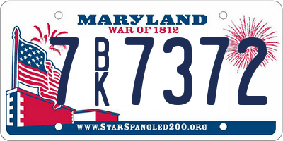 MD license plate 7BK7372