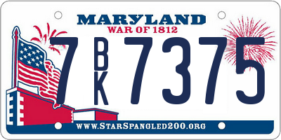 MD license plate 7BK7375