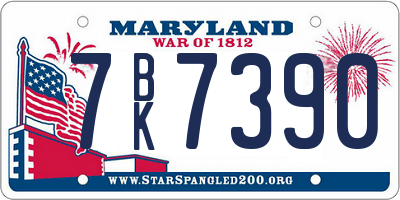 MD license plate 7BK7390