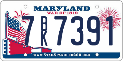 MD license plate 7BK7391
