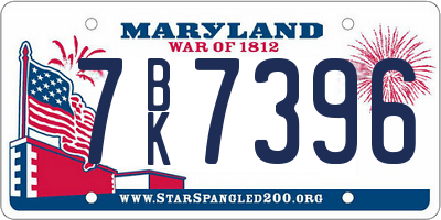 MD license plate 7BK7396