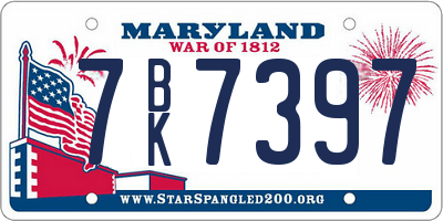 MD license plate 7BK7397