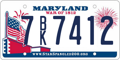 MD license plate 7BK7412