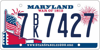 MD license plate 7BK7427