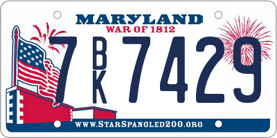 MD license plate 7BK7429