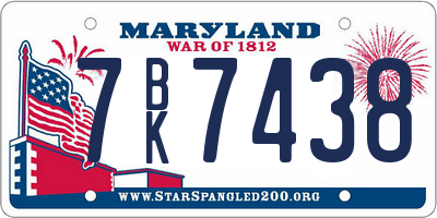 MD license plate 7BK7438