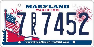 MD license plate 7BK7452