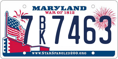 MD license plate 7BK7463