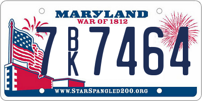MD license plate 7BK7464