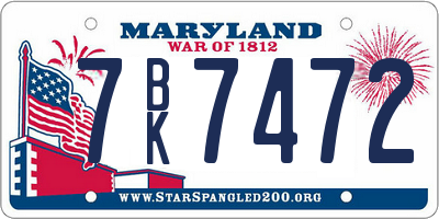 MD license plate 7BK7472