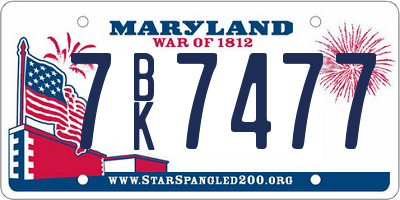 MD license plate 7BK7477