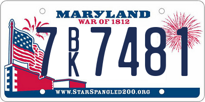 MD license plate 7BK7481