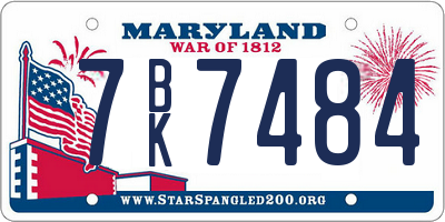 MD license plate 7BK7484