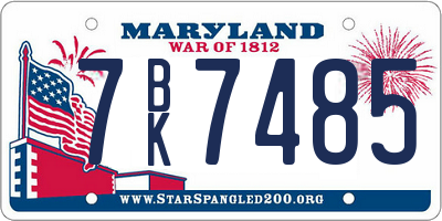 MD license plate 7BK7485