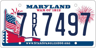 MD license plate 7BK7497