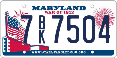 MD license plate 7BK7504