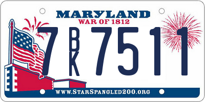 MD license plate 7BK7511