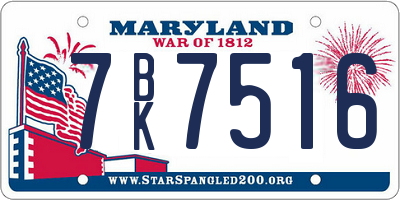 MD license plate 7BK7516