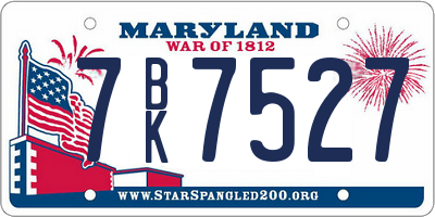 MD license plate 7BK7527