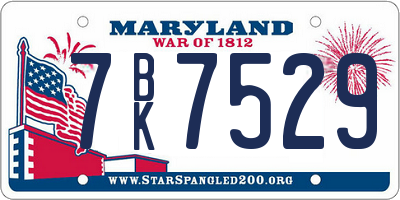 MD license plate 7BK7529