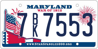 MD license plate 7BK7553