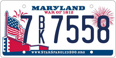 MD license plate 7BK7558