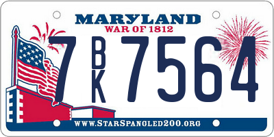 MD license plate 7BK7564