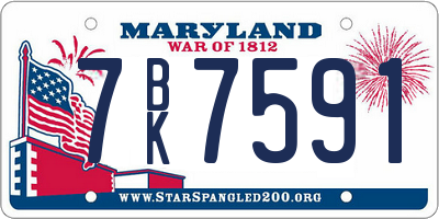 MD license plate 7BK7591
