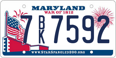 MD license plate 7BK7592