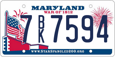 MD license plate 7BK7594