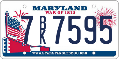MD license plate 7BK7595
