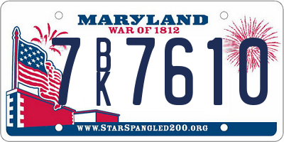 MD license plate 7BK7610