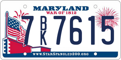 MD license plate 7BK7615
