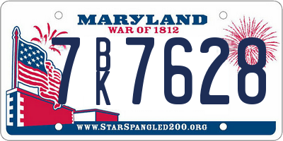 MD license plate 7BK7628