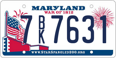 MD license plate 7BK7631