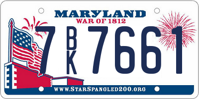 MD license plate 7BK7661