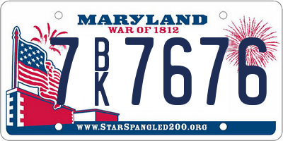 MD license plate 7BK7676