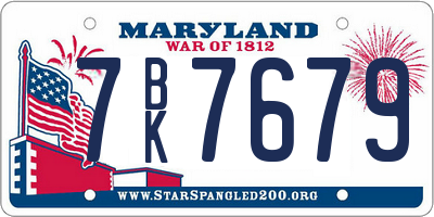 MD license plate 7BK7679
