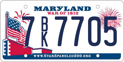MD license plate 7BK7705