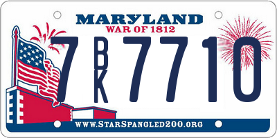 MD license plate 7BK7710