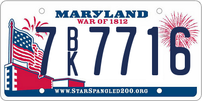 MD license plate 7BK7716