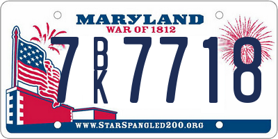 MD license plate 7BK7718