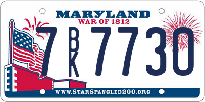MD license plate 7BK7730