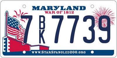 MD license plate 7BK7739